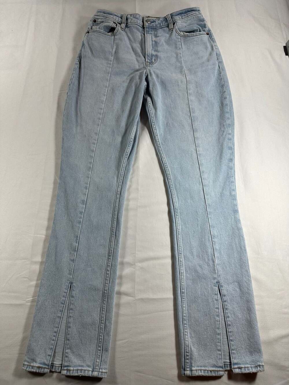 Abercrombie & Fitch The Skinny High Rise Curve Love Light Wash Jeans Split Hem